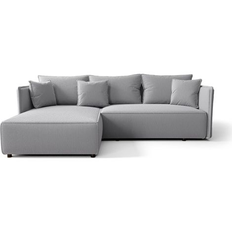 Canapé d’angle tissu convertible avec coffre MILAN angle gauche-Gris clair-angle gauche (1/4)