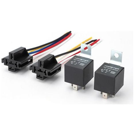 Relais à dos en fer 40A 12V 4 broches 5 broches avec douille, universel pour camions, voitures, climatiseurs, phares, klaxons, fil de cuivre pur, dos en fer, 12V - 5 broches avec douille, verrouillage (1/4)