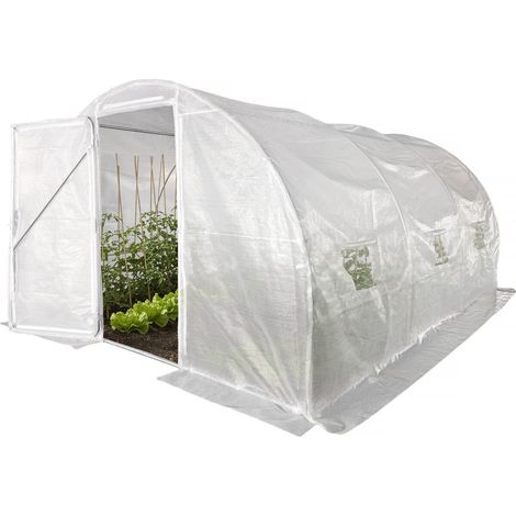 Tunnelgewächshaus mit Tür "Mimosa" 4 x 3 M – 180 g – 12 M² - Weiß