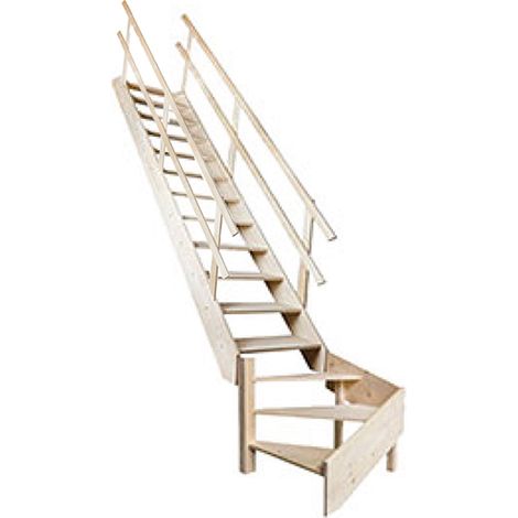 Matisère – Escalier de meunier 16 marches – Quart tournant gauche avec double main courante – Hauteur 3,57m – Largeur 190mm pour confort et sécurité (1/3)