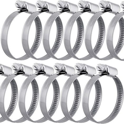 ZVD 12 pièces colliers de serrage en acier inoxydable 32-50 mm largeur de bande 9 mm - qualité supérieure selon DIN 3017 (W4), fixation de tuyau (1/4)
