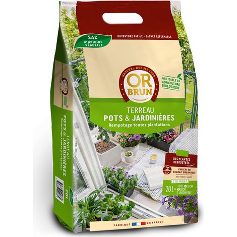 Terreau - 20L - Pots et jardinières - Or Brun (1/5)