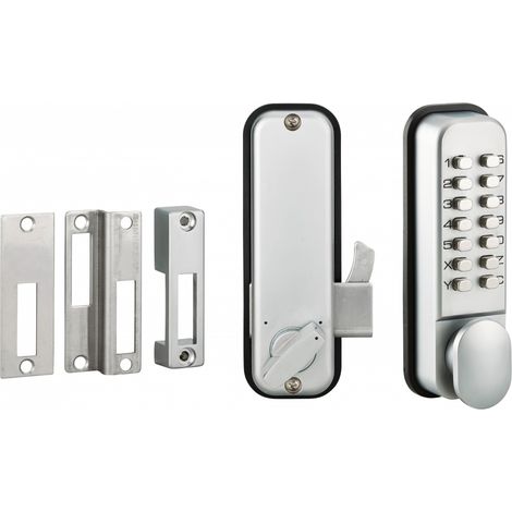 Thirard – Verrou à code mécanique à crochet pour porte coulissante – Adaptable 32mm à 55mm – Chromé – 8 chiffres – Haute sécurité