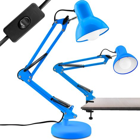 Lámpara de escritorio Tobi E27 azul Lumiled + portalámparas de mesa