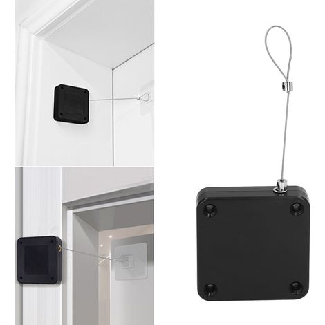 Cierrapuertas automático, 1200 g, no requiere taladrar, material plástico resistente, negro. (1/5)