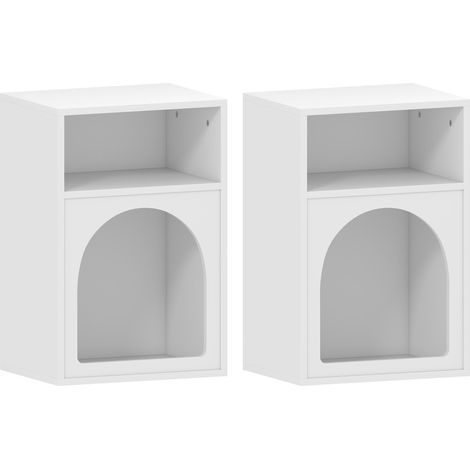 Lot de 2 chevets design tendance troglodyte 2 niches TARGA blanc (1/4)
