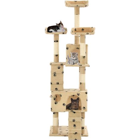 Maison Exclusive - Arbre à chat et griffoirs en sisal 170 cm Beige Motif de pattes (1/5)
