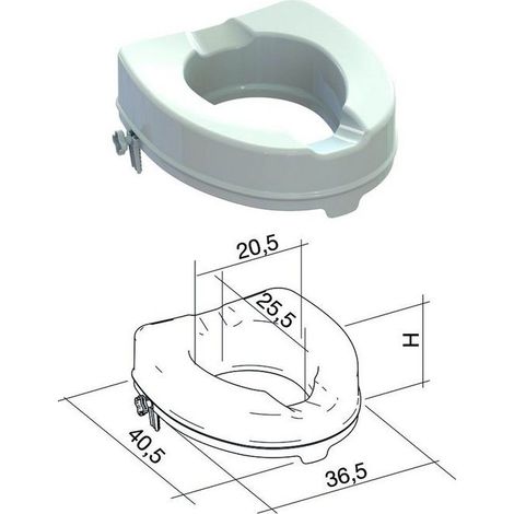 Rehausseur de siège de toilette ares avec système de verrouillage, h 10cm