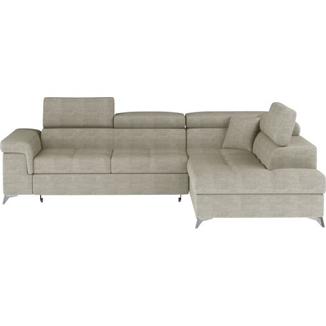 Canapé d'angle convertible PALAZZO 4 places beige – angle droit avec coffre (1/5)
