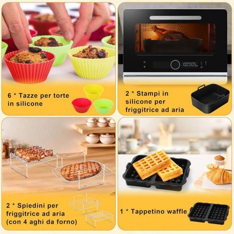 Moule Silicone Air Fryer, 23PCS Accessoire Air Fryer pour Ninja Foodi AF300EU/AF400EU/AF500EU, Moule Air Fryer Ninja avec Pain (1/3)