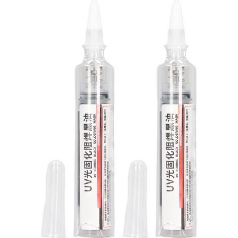 2 Stück Lötstopplack für Leiterplatten, UV-härtend, schwarz, für Reparaturen an Leiterplatten und BGA-Gehäusen, Löt- und Schweißgeräte (1/5)