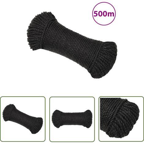 The Living Store Corde de travail Noir 3 mm 500 m polypropylène - Corde De Travail - Corde Noire - Corde En Polypropylène - Corde Épaisse - Corde Robuste (1/5)