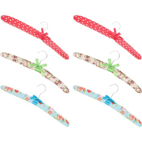 SECFOU Lot de 6 cintres rembourrés en bois avec revêtement coton , antidérapants , pour vêtements fé (1/5)