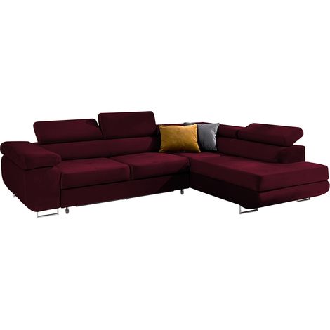 Ecksofa, gerade umwandelbar, 4-Sitzer, Wilson Velours Bordeaux (1/4)