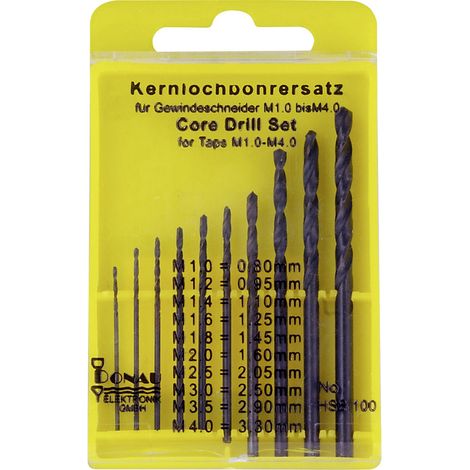 Donau Elektronik HSS100  HSS Kernlochbohrer-Set 10teilig 0.8 mm, 0.95 mm, 1.1 mm, 1.2 mm, 1.45 mm, 2
