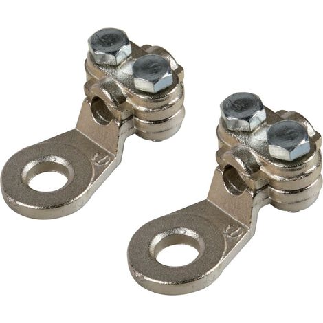 Set 2 pz capicorda di potenza in ottone nichelato, con fissaggio cavo a piastrina - Sezione 25 mm², foro 8 mm (1/3)