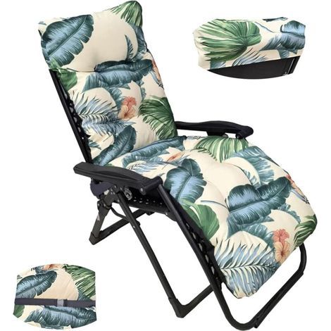 Coussin de chaise longue antidérapant 165x53x10 cm – Coton et polyester – Rembourrage fibre 100% polyester – Confort intérieur et extérieur (1/5)