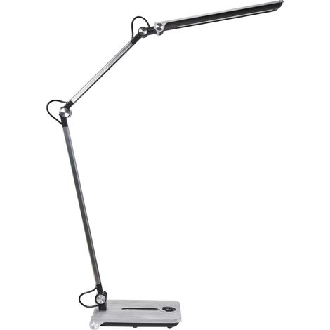 Office Desk Lamp Silver Table Lighting Reading Computer Lamp Adjustable Arm Slide 5-Steps Dimmer Switch Timer AQUILA