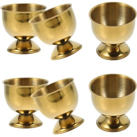 Lot de 6 coquetiers en acier inoxydable, supports de table pour œufs, petits verres à bière et à vin-4.70X4.70X4.70CM-Golden (1/4)
