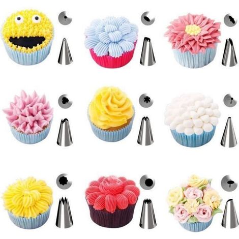 Kit de Pâtisserie - Inox - 41Pcs - 32 Douilles - 2 Poches Silicone - Réutilisable (1/4)