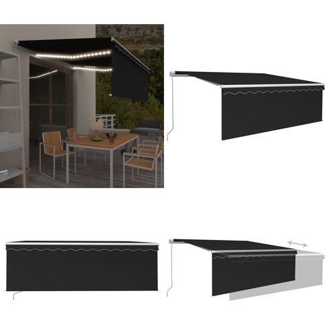 Markise Manuell Einziehbar mit Rollo & LED 4x3 m Anthrazit - Markise - Sonnendach - Gartendeck - Terrassenüberdachung - Ausziehbarer Schattenspender - Home & Living (1/5)