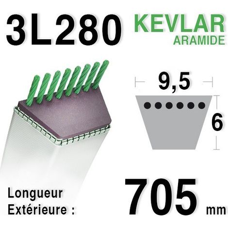 Courroie 3l28 - 9,5 mm x 705 mm