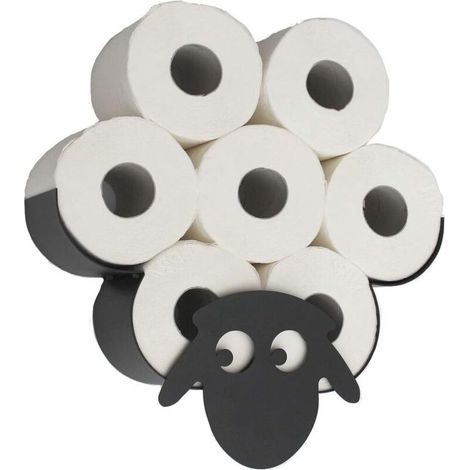 Porte-Rouleau De Papier Toilette, Nouveauté Toilette Mouton en Métal Noir, Support Animal Debout Libre Fixé Au Mur pour Toutes Sortes (1/5)