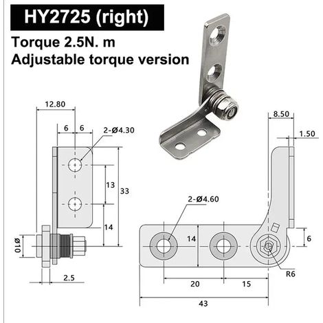 Charnière à couple réglable en acier inoxydable 304 (A16), charnière pivotante à butée libre industrielle pour un positionnement à angle quelconque sur équipement (1 pièce) (1/5)