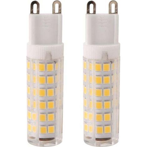 Confezione da 2 lampadine LED G9 da 7W e 550 lumen, equivalenti a una lampadina alogena da 60W, luce bianca calda 3000K, angolo del fascio luminoso di 360°. (1/4)
