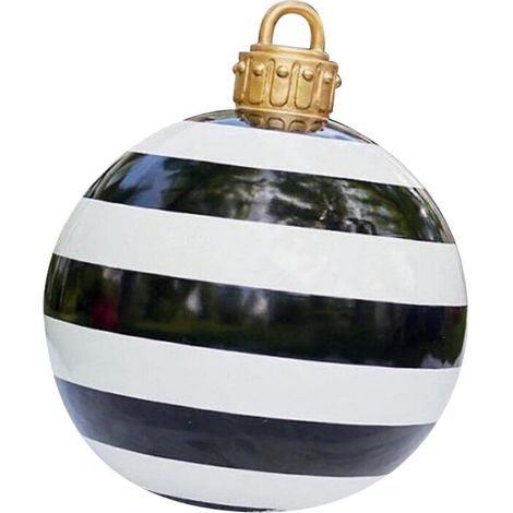 Pallina di Natale gigante 60 cm gonfiabile gigante XXL (a righe bianche e nere) (1/5)