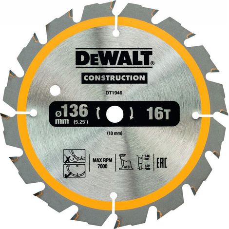 DeWalt Kreissägeblatt Akku 136/10 mm 16WZ
