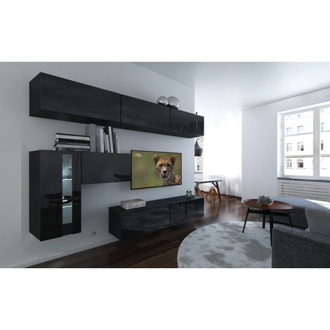 Ensemble meuble TV NEXT 81 AN81-17B-HG20-1A noir brillant 249 cm (1/2)