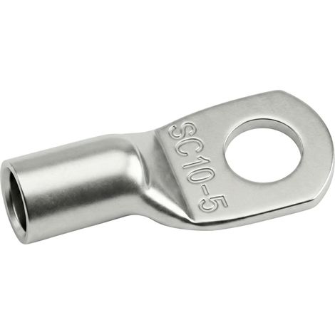 Cosse tubulaire 10mm² - Lot de 10 - Cuivre étamé - Connexion M5 sans soudure - Électricité générale - Non isolé (1/2)