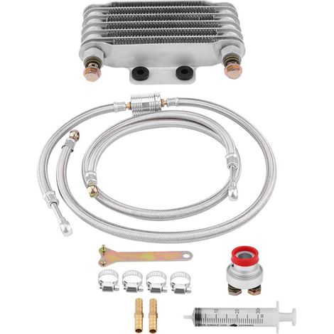 85ml Motorölkühler-Kit Ölkühler-Radiator mit 2 Hohlschrauben für GY6 100CC-150CC (Silber).