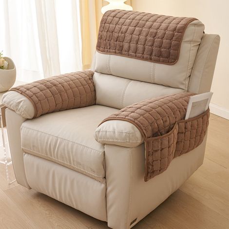 Housse De Repose-Bras - Flanelle Polyester - 66 X 50 Cm - Anti-Dérapant Avec Points En Silicone - Poche Latérale - Lavable En Machine - 1 Pièce (1/5)
