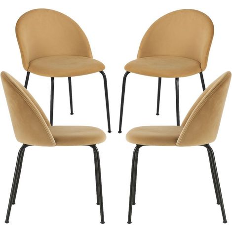 Packs Sillas Comedor - Pack 4 Sillas Black Dalnia Terciopelo - Marrón Claro