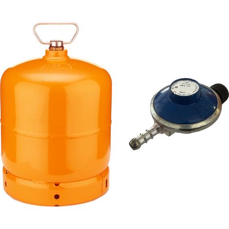 Marvin Bombola Gas Ricaricabile da Campeggio Barca Vuota per Butano (UN1965) Tappo con Maniglia Portatile Uscita Valvola M16X1,5 F Bombola 3Kg + Regolatore (1/3)
