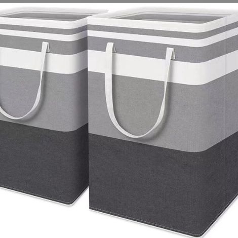 2-teiliges großes Wäschekorb-Set – Wäschekorb – Wasserdichter Wäschekorb – Faltbarer Wäschekorb – 75-Liter-Wäschekorb – Schwarz-Grau (1/5)