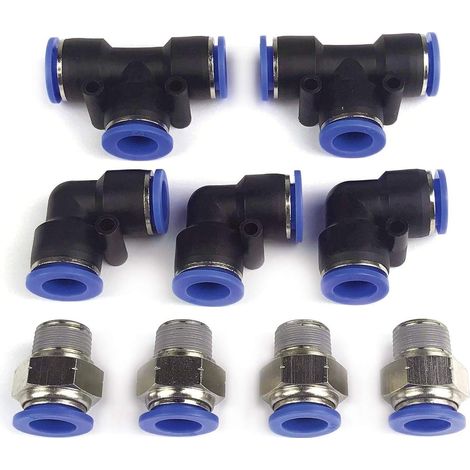 Juego de 9 piezas de acoplamiento de conexión rápida - Conectores de conexión rápida de 1/2" de diámetro exterior - Tubo de aire de 3/8" de diámetro exterior - Perfecto para sistemas de aire comprimid