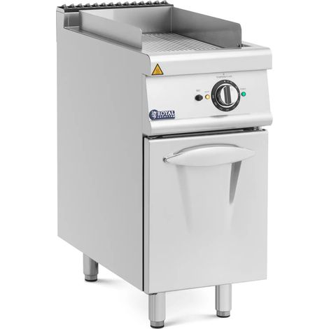 Piastra elettrica scanalata da 54 kW con base 40 x 70 cm serie pro 730 acciaio inox cromato argento metallizzato 140009538