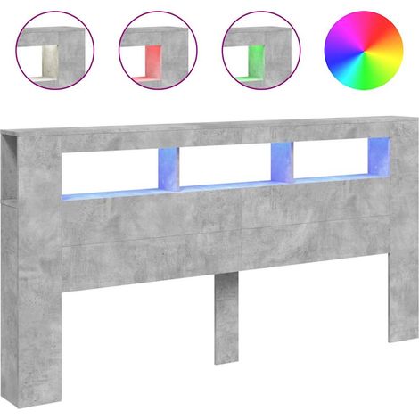 Cabecero LED madera ingeniería gris hormigón 200x18,5x103,5 cm vidaXL