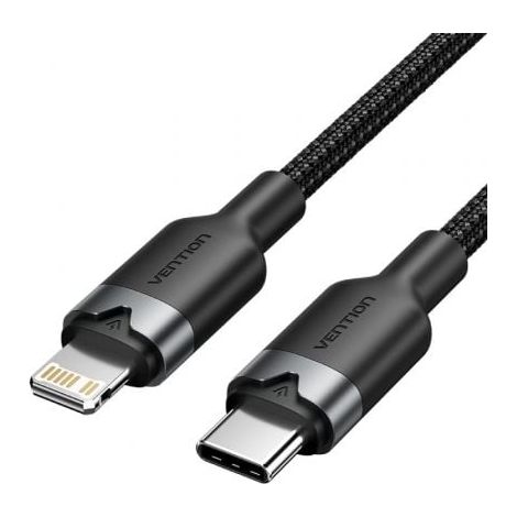 Cable USB Tipo-C Lightning Vention LALBH/ USB Tipo-C Macho - Lightning Macho/ 27W/ 480Mbps/ 2m/ Negro