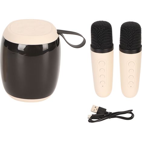 Enceinte Bluetooth V8 avec éclairage RGB, microphone karaoké double, blanche (1/5)