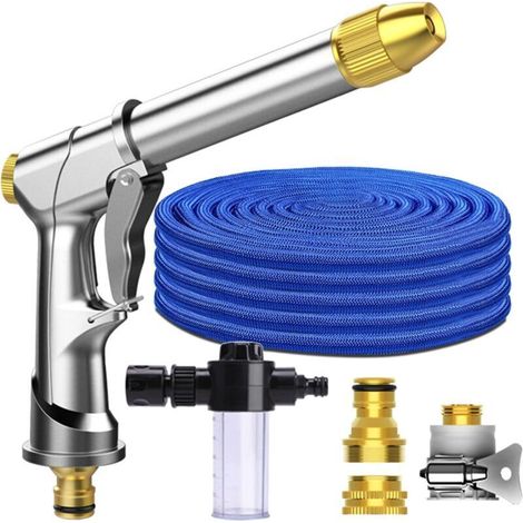 Tuyau d'arrosage Extensible 100ft / 30m, Tuyau arrosage Universel avec 5 Fonction Pistolet, Raccords en Laiton, Tuyau d’Eau pour Jardin Nettoyage Lavage de Voiture et Douches des Animaux,de DEBUNS (1/5)