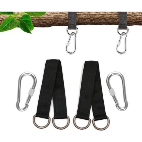 Sangle de suspension pour balançoire d'arbre 150 cm – Nylon haute résistance – 2 mousquetons en acier – Support jusqu'à 200 kg (1/5)