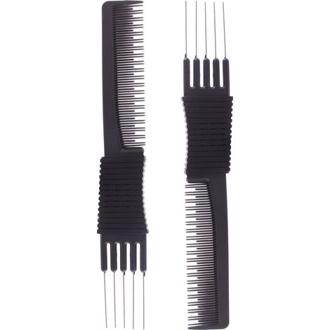 2 peignes professionnels de salon de coiffure pour crêper peignes en carbone noirs (1/4)