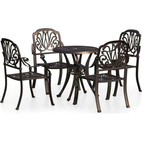 Maison Exclusive - 5-tlg. Bistro-Set Aluminiumguss Bronzen