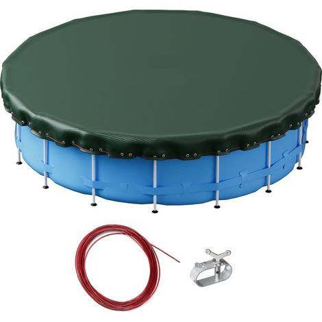 Runde Poolabdeckung für 420 cm Schwimmbecken – Multifunktions-Schutzabdeckung (Sommer/Winter) aus 200 g/m² hochdichtem Polyethylen, UV- und kältebeständig (1/5)