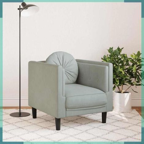Fauteuil - 372622 - Gris clair - Velours 100% polyester - 71x77x70 cm (1/5)