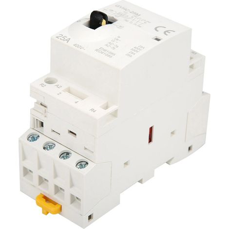 Contacteur secteur domestique 4P 25A 220V 50Hz sur rail DIN avec interrupteur de commande manuel 2NO 2NC (1/5)